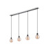 Placid 1.3m Linear Pendant 4 Light E14 15cm Round Glass Shade Satin Nickel Amber Plated & Satin Black-4
