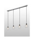 Placid 1.3m Linear Pendant 4 Light E14 15cm Round Glass Shade Satin Nickel Clear & Satin Black-3