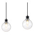 Placid 1.3m Linear Pendant 4 Light E14 15cm Round Glass Shade Satin Nickel Clear & Satin Black-6