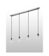 Placid 1.3m Linear Pendant 4 Light E14 15cm Round Glass Shade Satin Nickel Clear & Satin Black-7