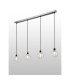 Placid 1.3m Linear Pendant 4 Light E14 15cm Round Crackled Glass Shade Satin Nickel Clear & Satin Black-3