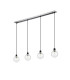 Placid 1.3m Linear Pendant 4 Light E14 15cm Round Crackled Glass Shade Satin Nickel Clear & Satin Black-4