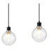 Placid 1.3m Linear Pendant 4 Light E14 15cm Round Crackled Glass Shade Satin Nickel Clear & Satin Black-6