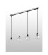 Placid 1.3m Linear Pendant 4 Light E14 15cm Round Crackled Glass Shade Satin Nickel Clear & Satin Black-7