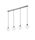 Placid 1.3m Linear Pendant 4 Light E14 15cm Round Textured Crumple Glass Shade Satin Nickel Clear & Satin Black-1