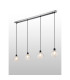 Placid 1.3m Linear Pendant 4 Light E14 15cm Round Textured Crumple Glass Shade Satin Nickel Clear & Satin Black-3