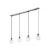 Placid 1.3m Linear Pendant 4 Light E14 15cm Round Textured Crumple Glass Shade Satin Nickel Clear & Satin Black-4