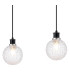 Placid 1.3m Linear Pendant 4 Light E14 15cm Round Textured Crumple Glass Shade Satin Nickel Clear & Satin Black-6