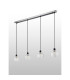 Placid 1.3m Linear Pendant 4 Light E14 15cm Round Textured Crumple Glass Shade Satin Nickel Clear & Satin Black-7