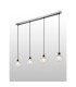 Placid 1.3m Linear Pendant 4 Light E14 15cm Round Textured Diamond Pattern Glass Shade Satin Nickel Clear & Satin Black-3