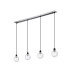 Placid 1.3m Linear Pendant 4 Light E14 15cm Round Textured Diamond Pattern Glass Shade Satin Nickel Clear & Satin Black-4