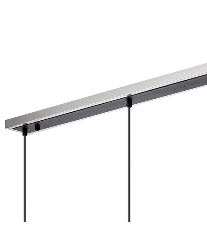 Placid 1.3m Linear Pendant 4 Light E14 15cm Round Textured Diamond Pattern Glass Shade Satin Nickel Clear & Satin Black-5