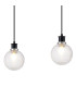 Placid 1.3m Linear Pendant 4 Light E14 15cm Round Textured Diamond Pattern Glass Shade Satin Nickel Clear & Satin Black-6