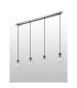 Placid 1.3m Linear Pendant 4 Light E14 15cm Round Textured Diamond Pattern Glass Shade Satin Nickel Clear & Satin Black-7