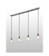 Placid 1.3m Linear Pendant 4 Light E14 15cm Round Dimpled Glass Shade Satin Nickel Clear & Satin Black-3