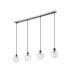 Placid 1.3m Linear Pendant 4 Light E14 15cm Round Dimpled Glass Shade Satin Nickel Clear & Satin Black-4