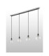 Placid 1.3m Linear Pendant 4 Light E14 15cm Round Dimpled Glass Shade Satin Nickel Clear & Satin Black-7