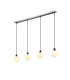Placid 1.3m Linear Pendant 4x E14 15cm Round White & Grey Marble Effect Glass Shade Satin Nickel & Satin Black Framework-1