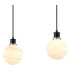 Placid 1.3m Linear Pendant 4x E14 15cm Round White & Grey Marble Effect Glass Shade Satin Nickel & Satin Black Framework-6