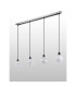 Placid 1.3m Linear Pendant 4x E14 15cm Round White & Grey Marble Effect Glass Shade Satin Nickel & Satin Black Framework-7