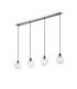 Placid 1.3m Linear Pendant 4 Light E14 15cm Round Textured Melting Glass Shade Satin Nickel Clear & Satin Black-1