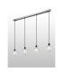 Placid 1.3m Linear Pendant 4 Light E14 15cm Round Textured Melting Glass Shade Satin Nickel Clear & Satin Black-3