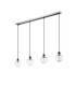 Placid 1.3m Linear Pendant 4 Light E14 15cm Round Textured Melting Glass Shade Satin Nickel Clear & Satin Black-4