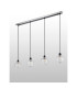 Placid 1.3m Linear Pendant 4 Light E14 15cm Round Textured Melting Glass Shade Satin Nickel Clear & Satin Black-7