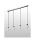 Placid 1.3m Linear Pendant 4 Light E14 15cm Round Glass Shade Satin Nickel Opal & Satin Black-7