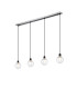 Placid 1.3m Linear Pendant 4 Light E14 15cm Round Ribbed Glass Shade Satin Nickel Clear & Satin Black-1
