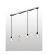 Placid 1.3m Linear Pendant 4 Light E14 15cm Round Ribbed Glass Shade Satin Nickel Clear & Satin Black-3
