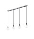 Placid 1.3m Linear Pendant 4 Light E14 15cm Round Ribbed Glass Shade Satin Nickel Clear & Satin Black-4