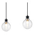 Placid 1.3m Linear Pendant 4 Light E14 15cm Round Ribbed Glass Shade Satin Nickel Clear & Satin Black-6