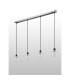 Placid 1.3m Linear Pendant 4 Light E14 15cm Round Ribbed Glass Shade Satin Nickel Clear & Satin Black-7
