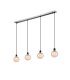Placid 1.3m Linear Pendant 4 Light E14 15cm Round Segment Glass Shade Satin Nickel Amber Plated & Satin Black-1