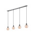 Placid 1.3m Linear Pendant 4 Light E14 15cm Round Segment Glass Shade Satin Nickel Amber Plated & Satin Black-4