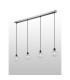 Placid 1.3m Linear Pendant 4 Light E14 15cm Round Segment Glass Shade Satin Nickel Clear & Satin Black-3