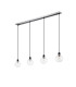 Placid 1.3m Linear Pendant 4 Light E14 15cm Round Segment Glass Shade Satin Nickel Clear & Satin Black-4