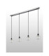 Placid 1.3m Linear Pendant 4 Light E14 15cm Round Segment Glass Shade Satin Nickel Clear & Satin Black-7