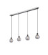 Placid 1.3m Linear Pendant 4 Light E14 15cm Round Segment Glass Shade Satin Nickel Smoke Plated & Satin Black-1