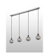 Placid 1.3m Linear Pendant 4 Light E14 15cm Round Segment Glass Shade Satin Nickel Smoke Plated & Satin Black-3