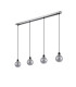 Placid 1.3m Linear Pendant 4 Light E14 15cm Round Segment Glass Shade Satin Nickel Smoke Plated & Satin Black-4