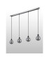 Placid 1.3m Linear Pendant 4 Light E14 15cm Round Segment Glass Shade Satin Nickel Smoke Plated & Satin Black-7