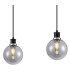 Placid 1.3m Linear Pendant 4 Light E14 15cm Round Glass Shade Satin Nickel Smoke Plated & Satin Black-6