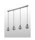 Placid 1.3m Linear Pendant 4 Light E14 15cm Round Glass Shade Satin Nickel Smoke Plated & Satin Black-7