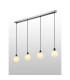Placid 1.3m Linear Pendant 4 Light E14 15cm Round Speckled Glass Shade Satin Nickel White & Satin Black-3