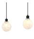 Placid 1.3m Linear Pendant 4 Light E14 15cm Round Speckled Glass Shade Satin Nickel White & Satin Black-6