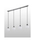 Placid 1.3m Linear Pendant 4 Light E14 15cm Round Speckled Glass Shade Satin Nickel White & Satin Black-7