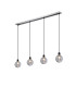 Placid 1.3m Linear Pendant 4x E14 15cm Round Textured Smooth/Ribbed Glass Shade Satin Nickel Smoke Plated & Satin Black-1