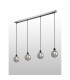 Placid 1.3m Linear Pendant 4x E14 15cm Round Textured Smooth/Ribbed Glass Shade Satin Nickel Smoke Plated & Satin Black-3
